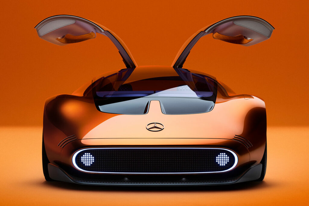 Hypermade.com-Magazin-Mobil-Mercedes-Benz Vision-One-Eleven von vorne mit offenen Türen
