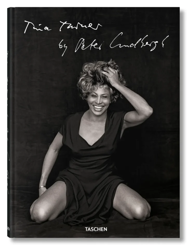 Tina Turner smiling on the cover of TASCHEN book by Peter Lindbergh – black-and-white portrait