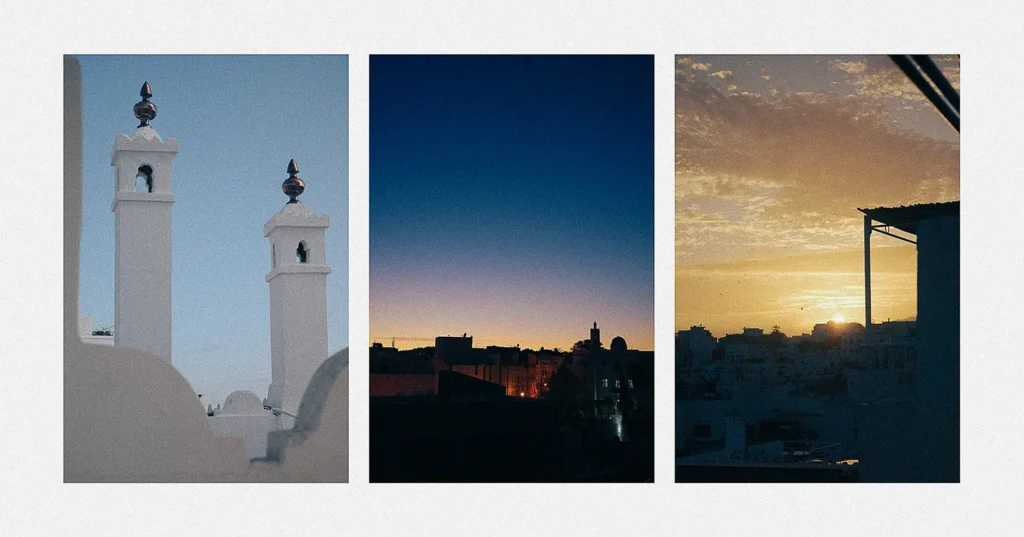 Die Dächer von Tanger zu verschiedenen Tageszeiten - Türme, Skyline und Sonnenuntergang 
© Davide Edoardo