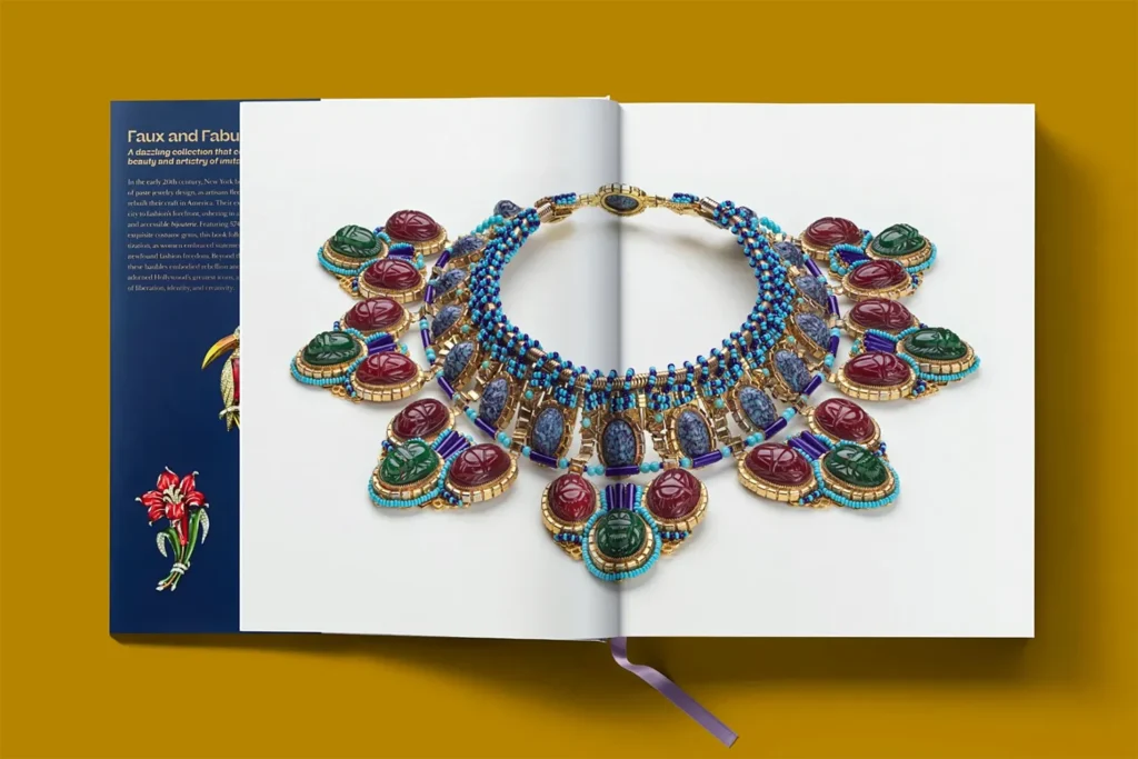Página interior de “Costume Jewelry” con un llamativo collar ornamental.
© Taschen Verlag